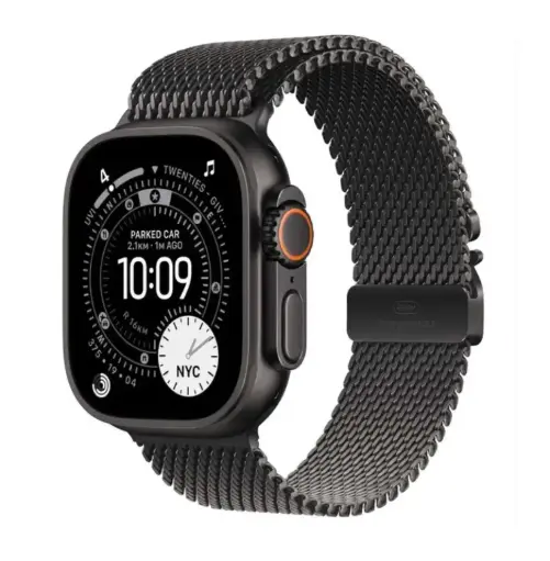 Apple Watch Ultra 3 GPS + Cellular, 49mm Black Titanium Case with Black Titanium Milanese Loop – Large 